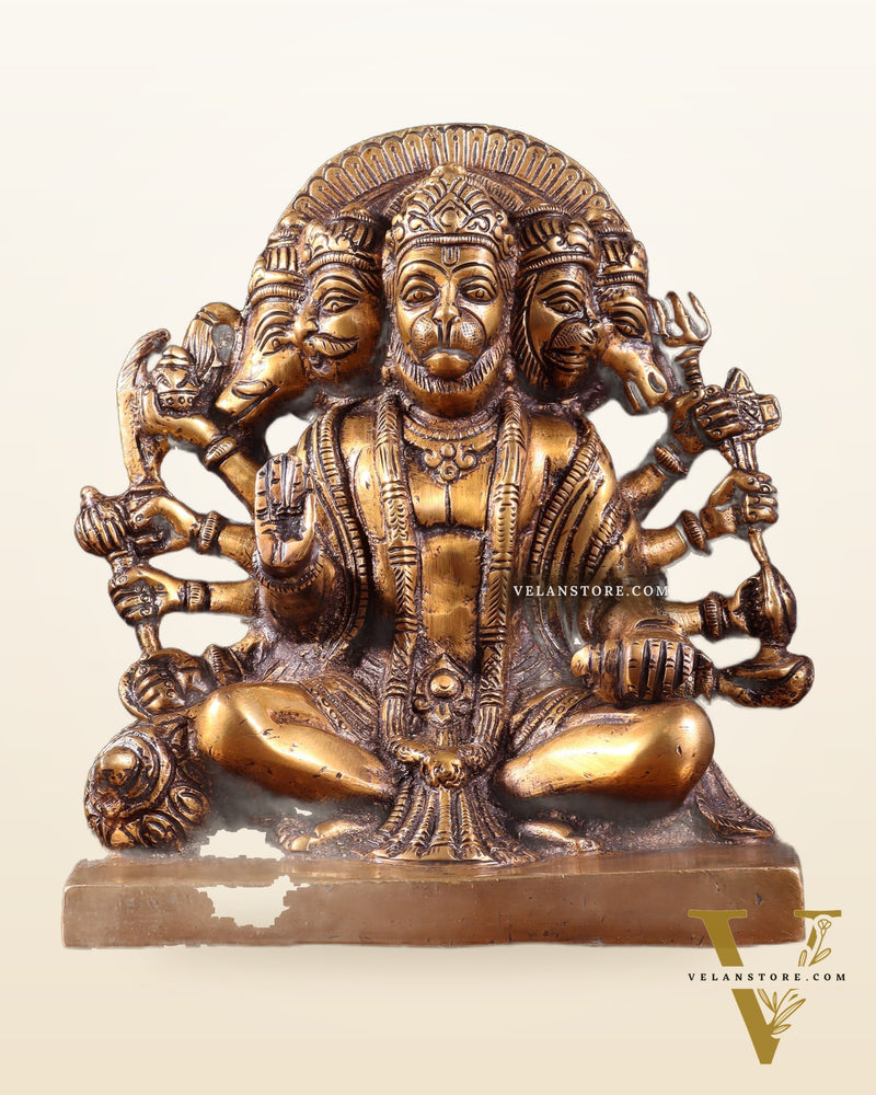 Pure Brass Panchmukhi Hanuman Statue 7.5 Inch
