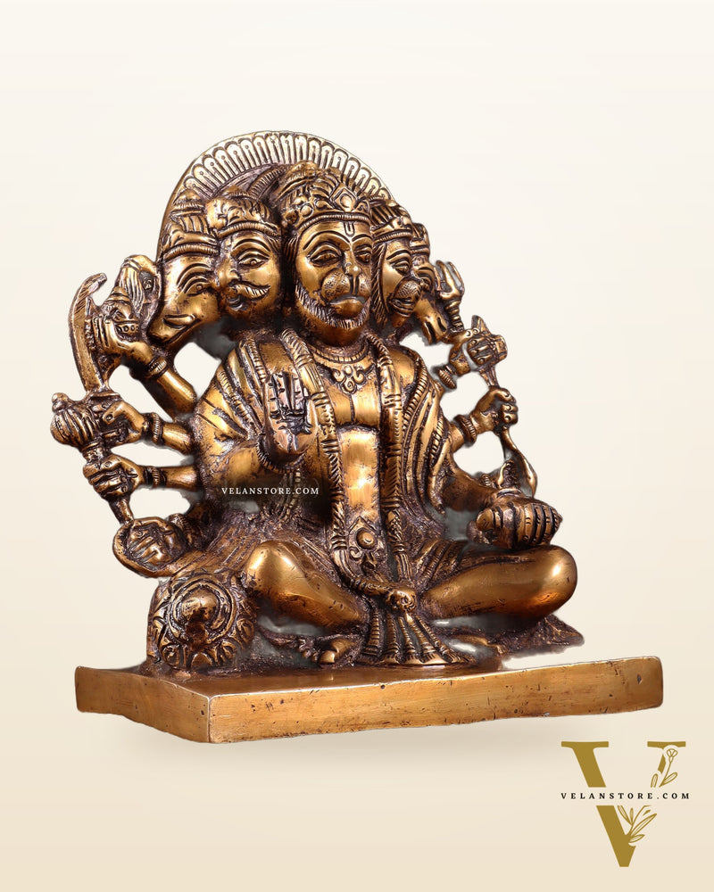 Pure Brass Panchmukhi Hanuman Statue 7.5 Inch