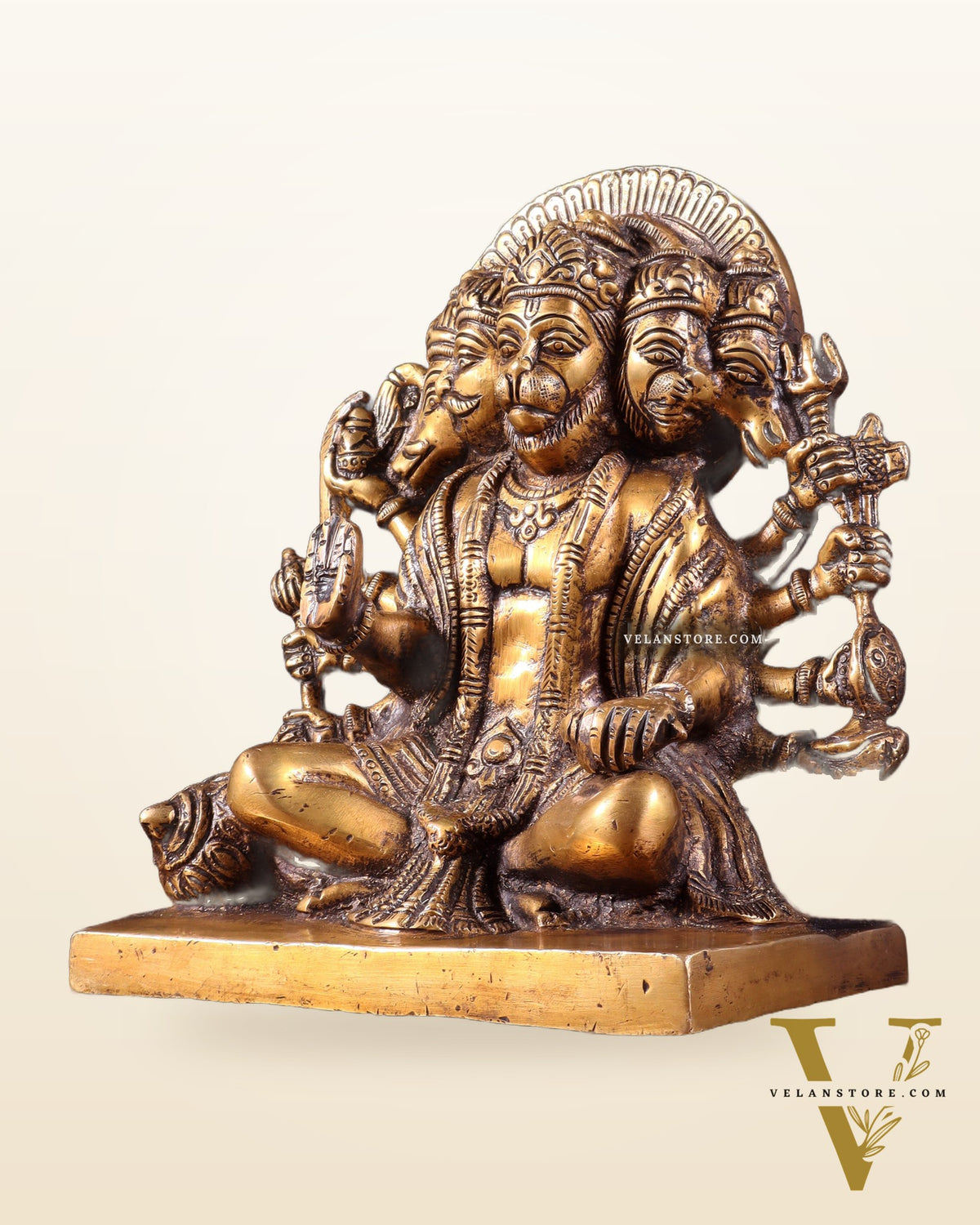 Pure Brass Panchmukhi Hanuman Statue 7.5 Inch