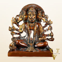 Pure Brass Panchmukhi Hanuman Statue – Chola Finish 7.5 Inch