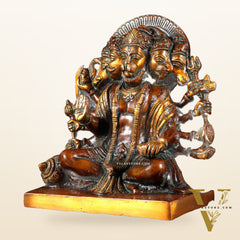 Pure Brass Panchmukhi Hanuman Statue – Chola Finish 7.5 Inch
