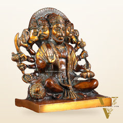 Pure Brass Panchmukhi Hanuman Statue – Chola Finish 7.5 Inch