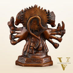 Pure Brass Panchmukhi Hanuman Statue | Deep Red Finish | 8 Inches