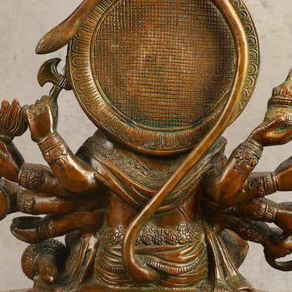 Pure Brass Panchmukhi Hanuman Statue with Crossed Legs 9.5 inch