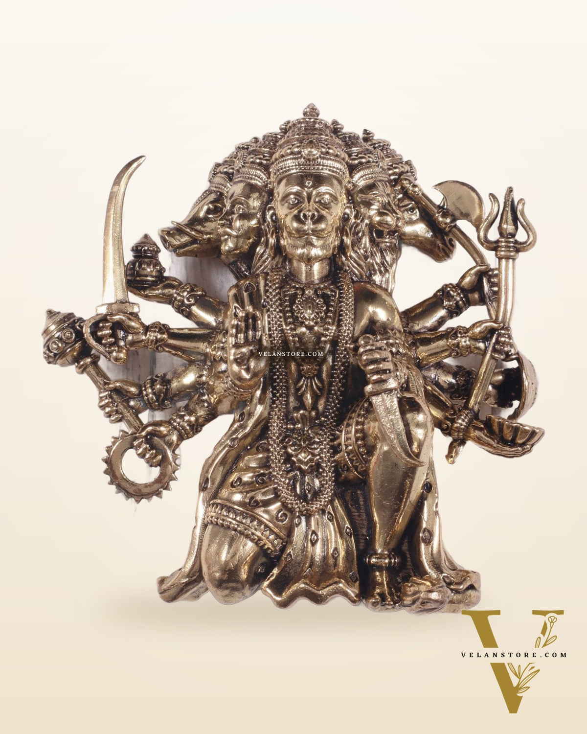 Pure Brass Panchmukhi Hanuman Wall Hanging – Divine Protection 4"