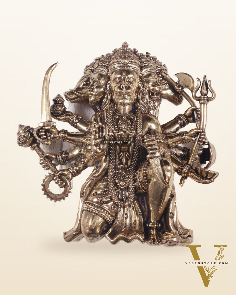 Pure Brass Panchmukhi Hanuman Wall Hanging – Divine Protection 4"