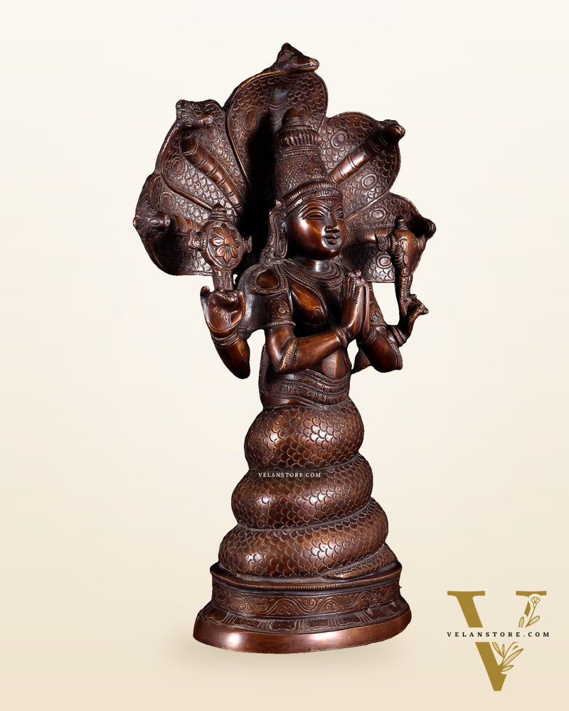 Pure Brass Patanjali Statue 15" antique brown tone