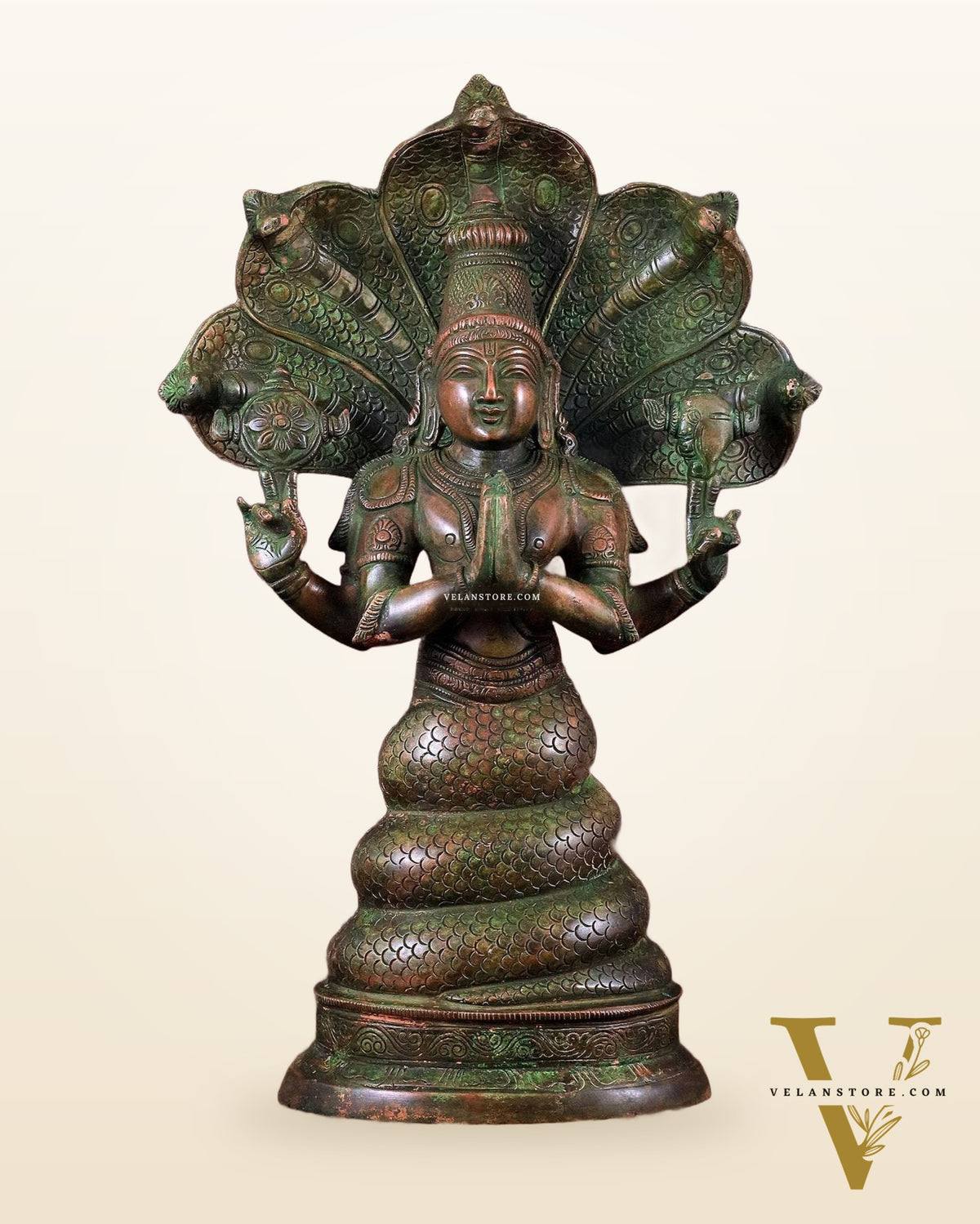 Pure Brass Patanjali Statue 15" green patina