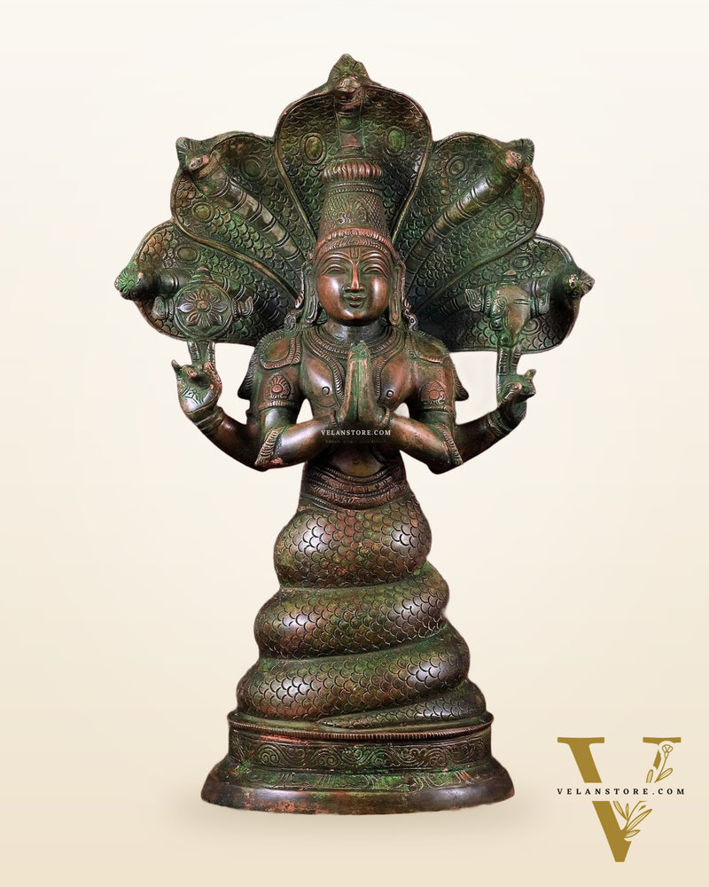 Pure Brass Patanjali Statue 15" green patina