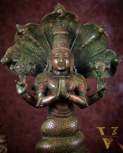Pure Brass Patanjali Statue 15" green patina
