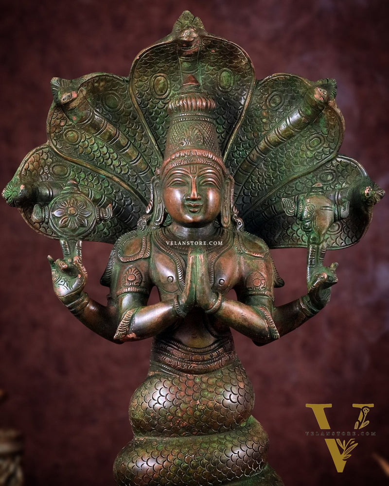 Pure Brass Patanjali Statue 15" green patina