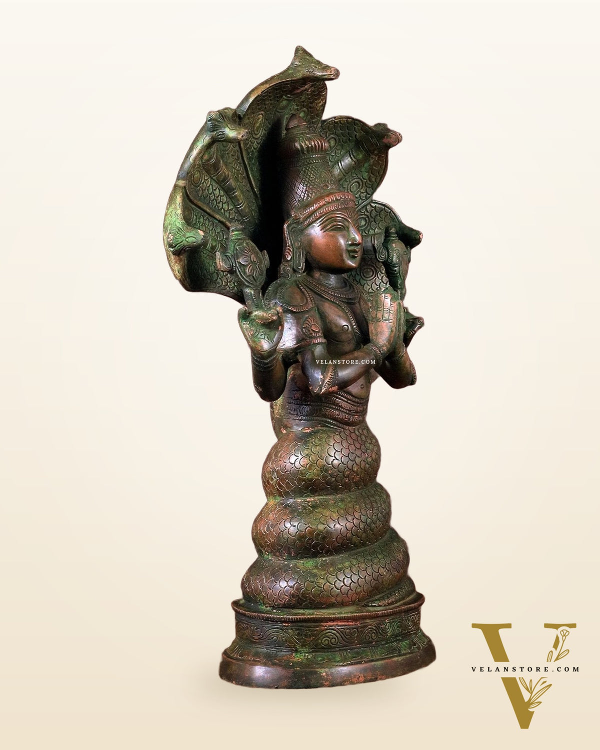 Pure Brass Patanjali Statue 15" green patina