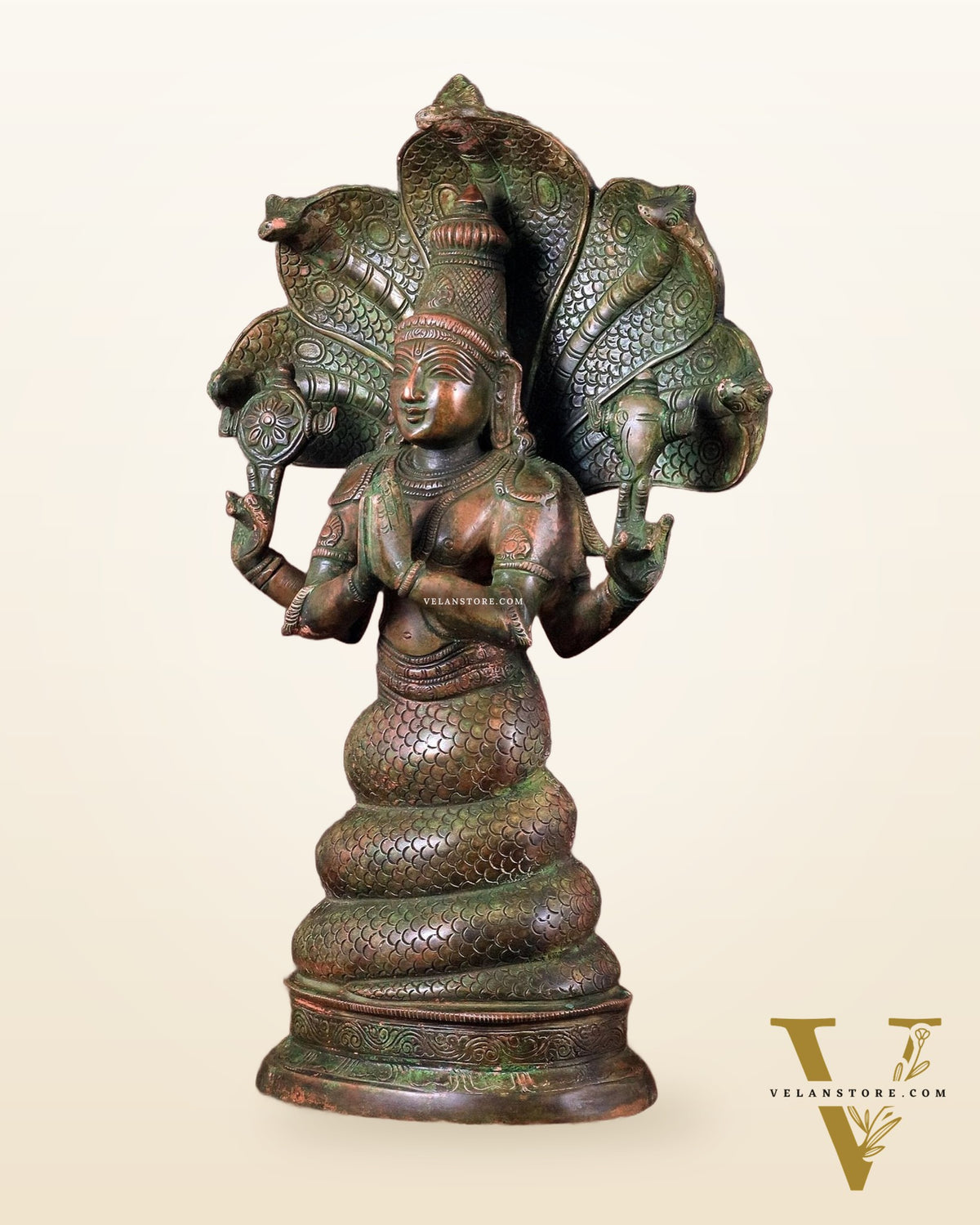 Pure Brass Patanjali Statue 15" green patina