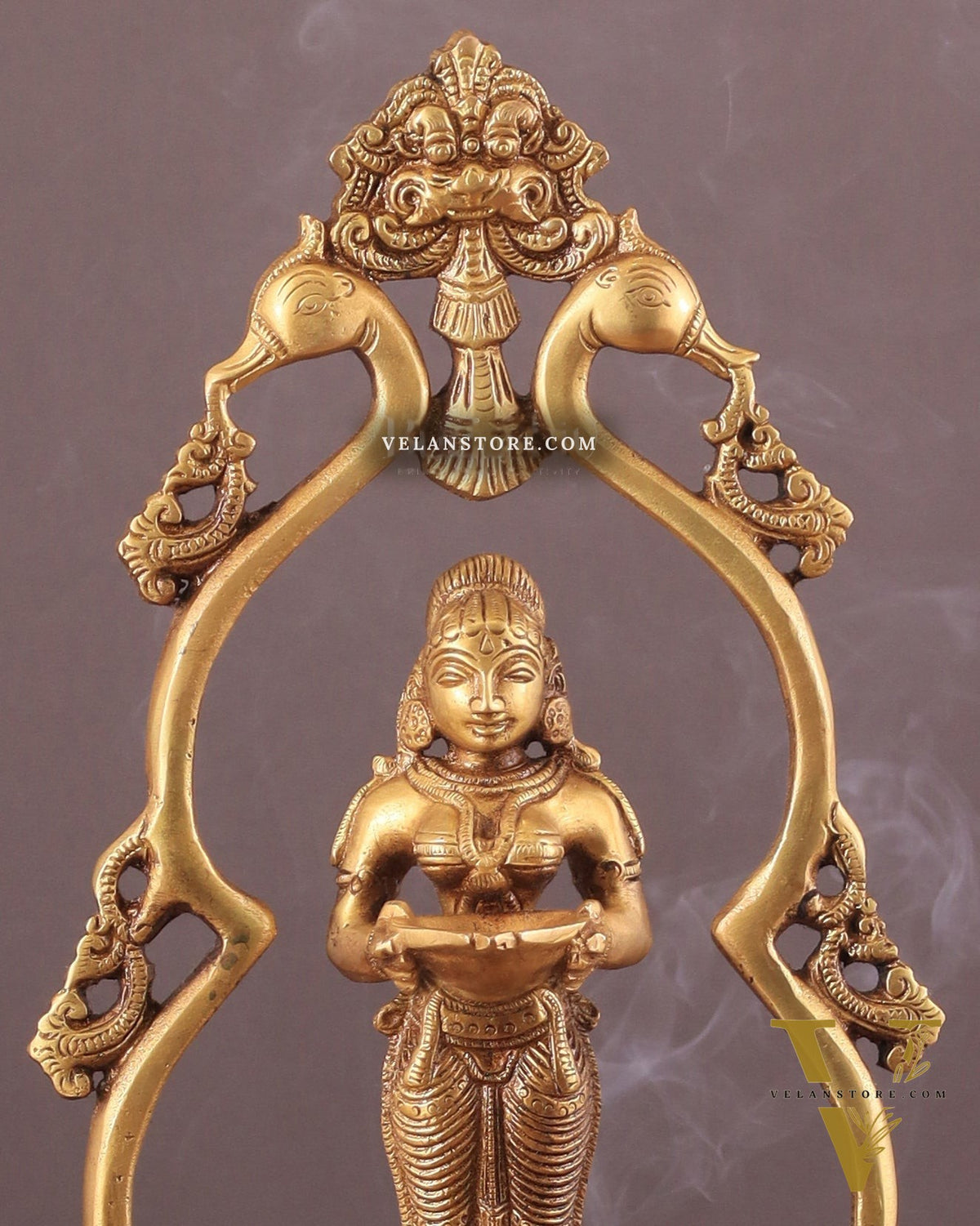 Pure Brass Pavai Deep Lady Lakshmi Statue with Multiple Diyas - 14"