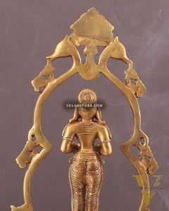 Pure Brass Pavai Deep Lady Lakshmi Statue with Multiple Diyas - 14"