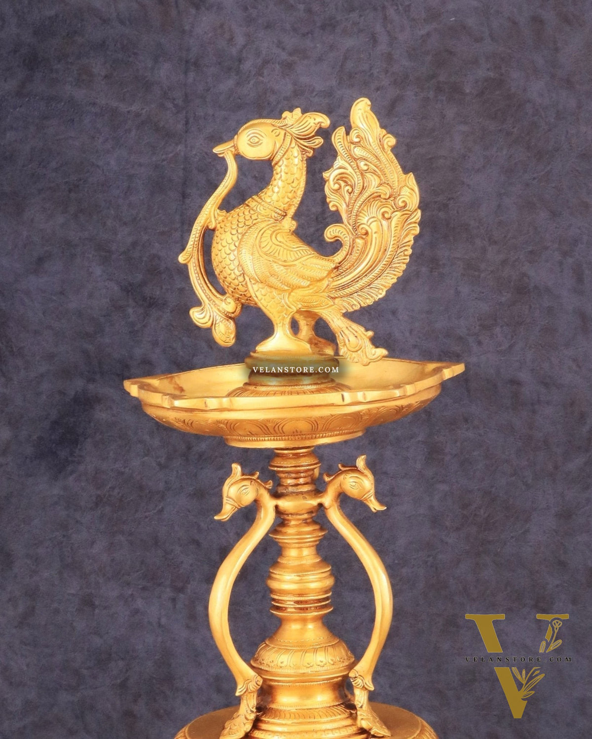 Pure Brass Peacock Annam Pakshi Oil Lamp - 24"