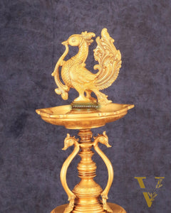 Pure Brass Peacock Annam Pakshi Oil Lamp - 24"