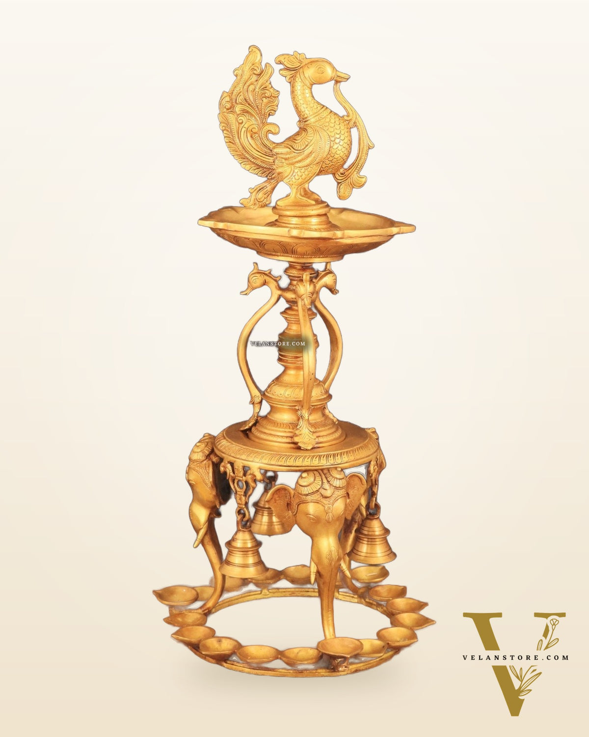 Pure Brass Peacock Annam Pakshi Oil Lamp - 24"