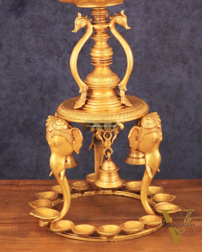 Pure Brass Peacock Annam Pakshi Oil Lamp - 24"