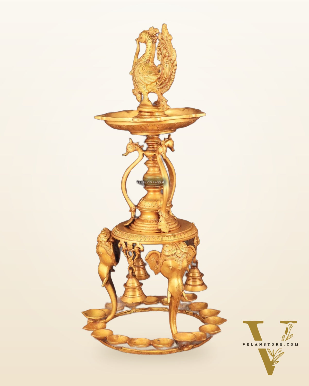 Pure Brass Peacock Annam Pakshi Oil Lamp - 24"