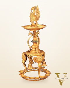 Pure Brass Peacock Annam Pakshi Oil Lamp - 24"