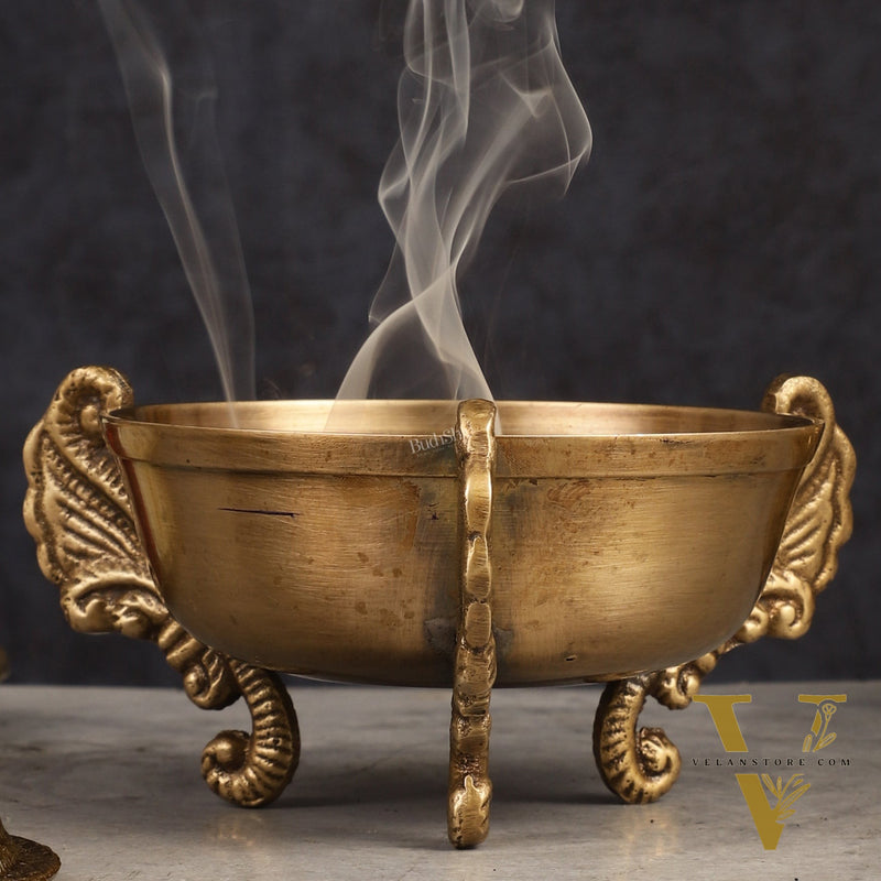 Pure Brass Peacock Loban Dhoop Burner 5"