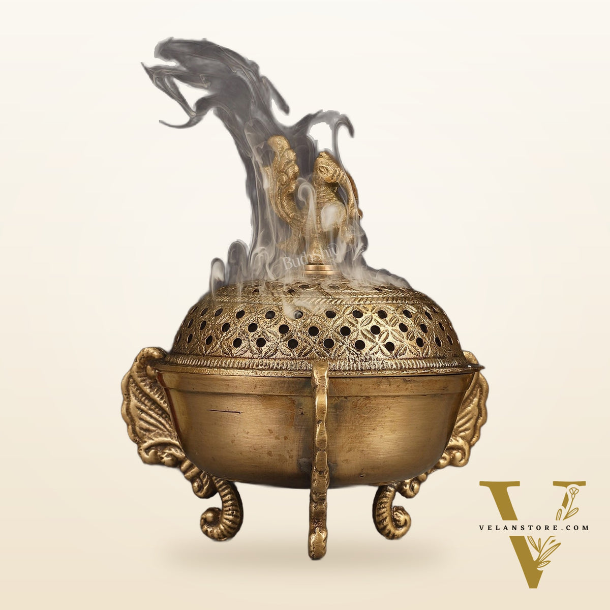 Pure Brass Peacock Loban Dhoop Burner 5"