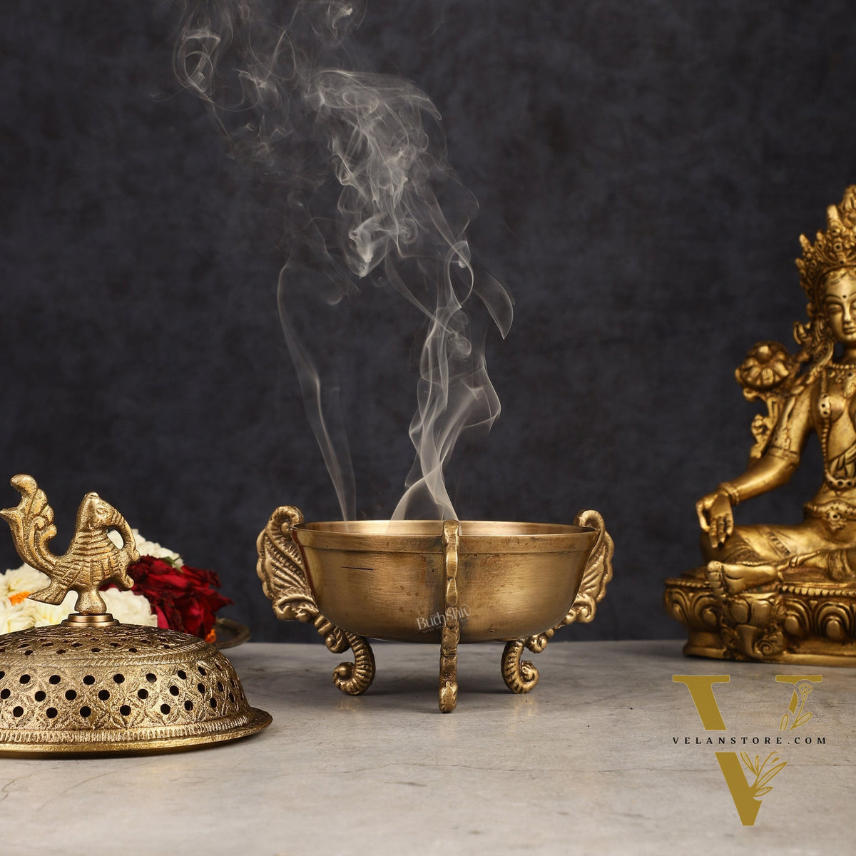 Pure Brass Peacock Loban Dhoop Burner 5"