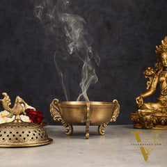 Pure Brass Peacock Loban Dhoop Burner 5"