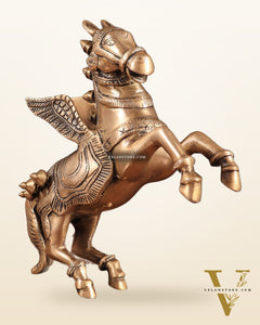 Pure Brass Pegasus Flying Horse Statue with Wings | Elegant Showpiece - 9 Inches matte tone