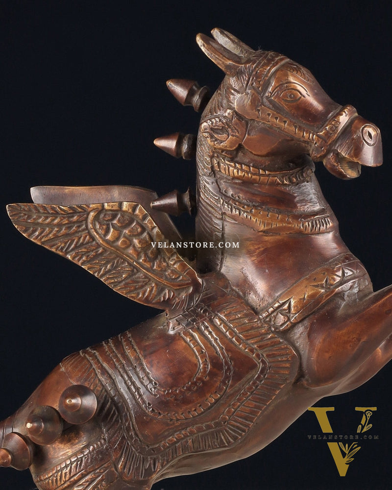 Pure Brass Pegasus Flying Horse Statue with Wings | Elegant Showpiece - 9 Inches copper tone