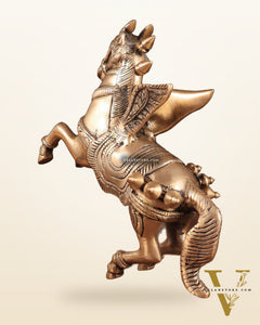 Pure Brass Pegasus Flying Horse Statue with Wings | Elegant Showpiece - 9 Inches matte tone