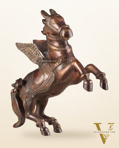 Pure Brass Pegasus Flying Horse Statue with Wings | Elegant Showpiece - 9 Inches copper tone