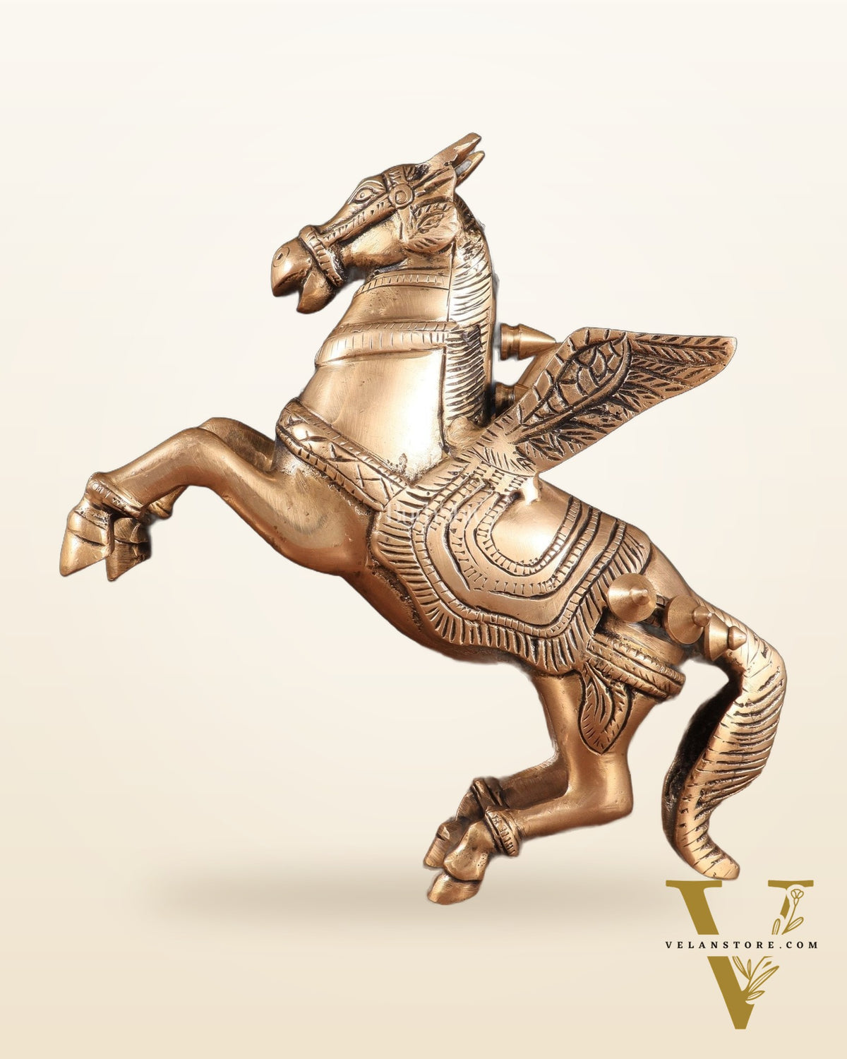 Pure Brass Pegasus Flying Horse Statue with Wings | Elegant Showpiece - 9 Inches matte tone