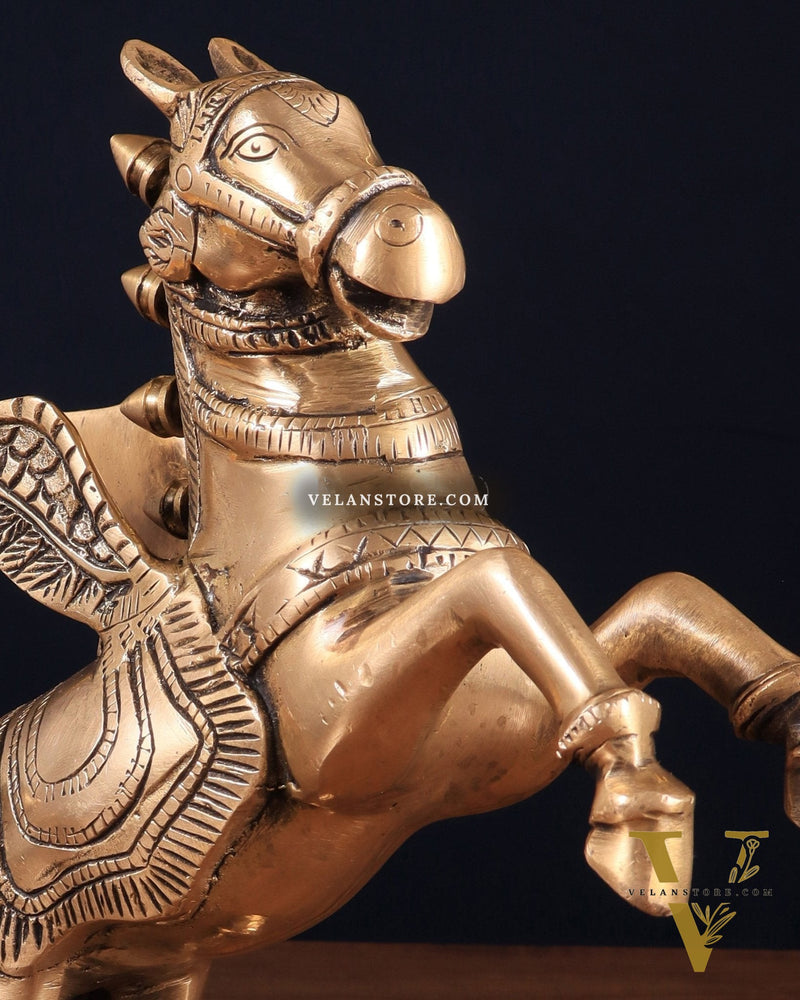 Pure Brass Pegasus Flying Horse Statue with Wings | Elegant Showpiece - 9 Inches matte tone