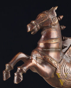 Pure Brass Pegasus Flying Horse Statue with Wings | Elegant Showpiece - 9 Inches copper tone