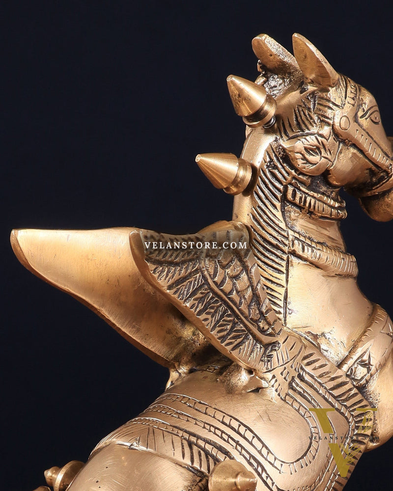 Pure Brass Pegasus Flying Horse Statue with Wings | Elegant Showpiece - 9 Inches matte tone
