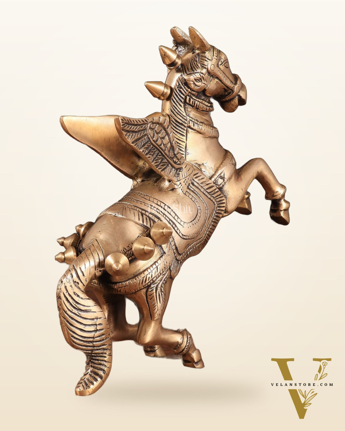 Pure Brass Pegasus Flying Horse Statue with Wings | Elegant Showpiece - 9 Inches matte tone