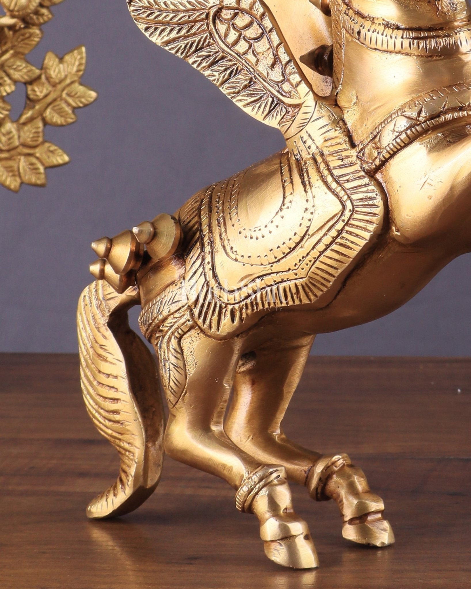 Pure Brass Pegasus Flying Horse Statue with Wings | Elegant Showpiece - 9 Inches