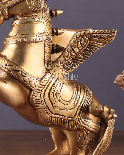 Pure Brass Pegasus Flying Horse Statue with Wings | Elegant Showpiece - 9 Inches