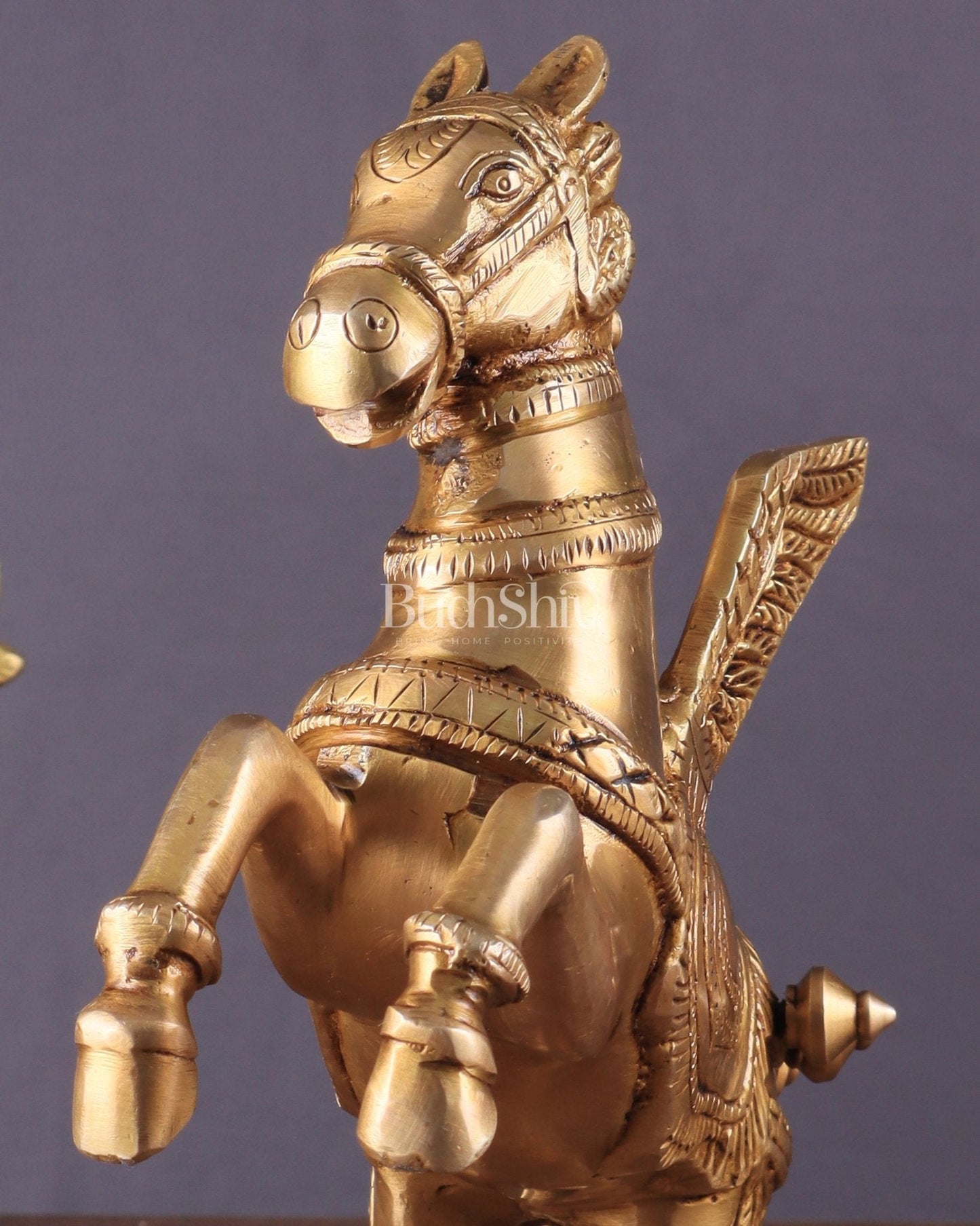 Pure Brass Pegasus Flying Horse Statue with Wings | Elegant Showpiece - 9 Inches