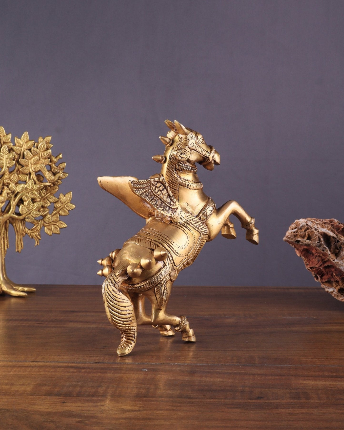 Pure Brass Pegasus Flying Horse Statue with Wings | Elegant Showpiece - 9 Inches
