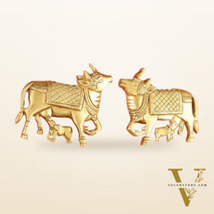 Pure Brass Pichwai Cow and Calf Wall Hanging - 5"x5.5" | Elegant Decor