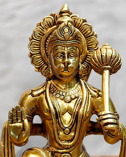 Pure Brass Powerful Lord Hanuman Statue 12 inch