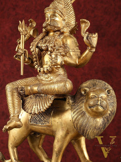 Pure Brass Pratyangira Devi Bhadrakali Statue - 19 inch antique tone