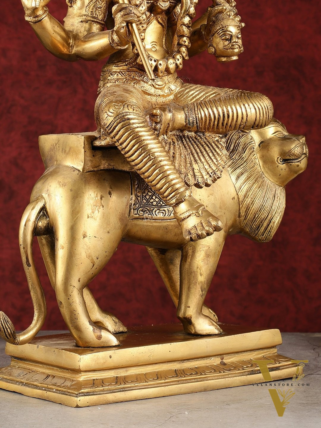 Pure Brass Pratyangira Devi Bhadrakali Statue - 19 inch antique tone