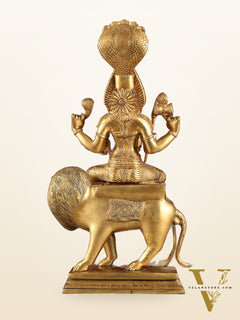 Pure Brass Pratyangira Devi Bhadrakali Statue - 19 inch antique tone
