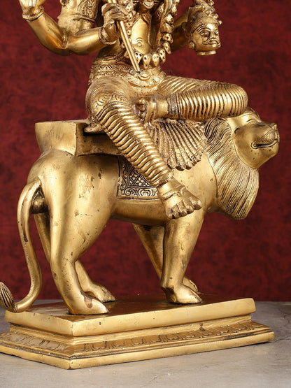 Pure Brass Pratyangira Devi Bhadrakali Statue - 19 inch antique tone