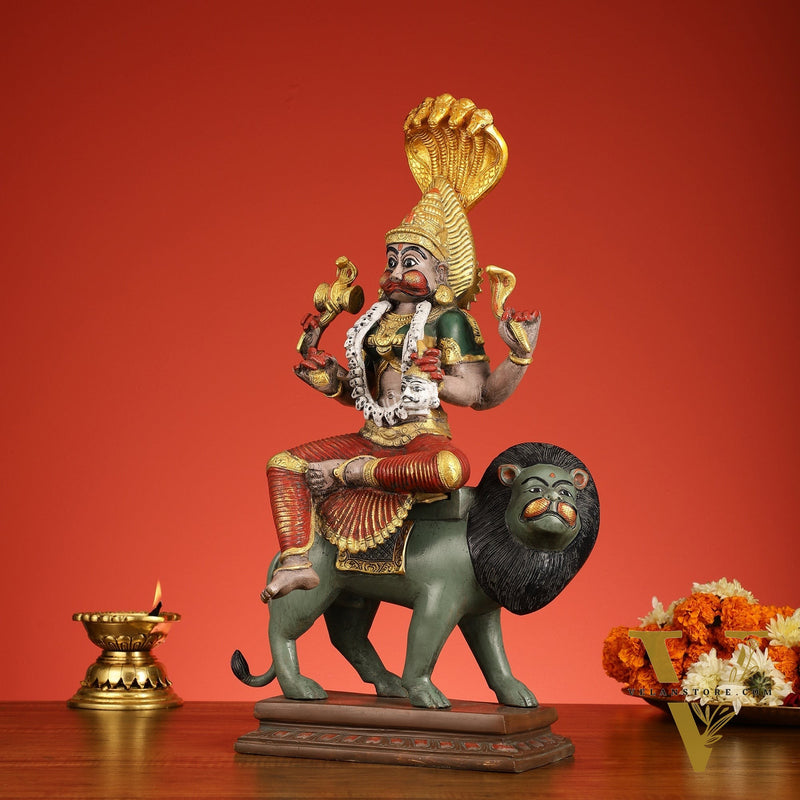 Pure Brass Pratyangira Devi Bhadrakali Statue - 19 Inch