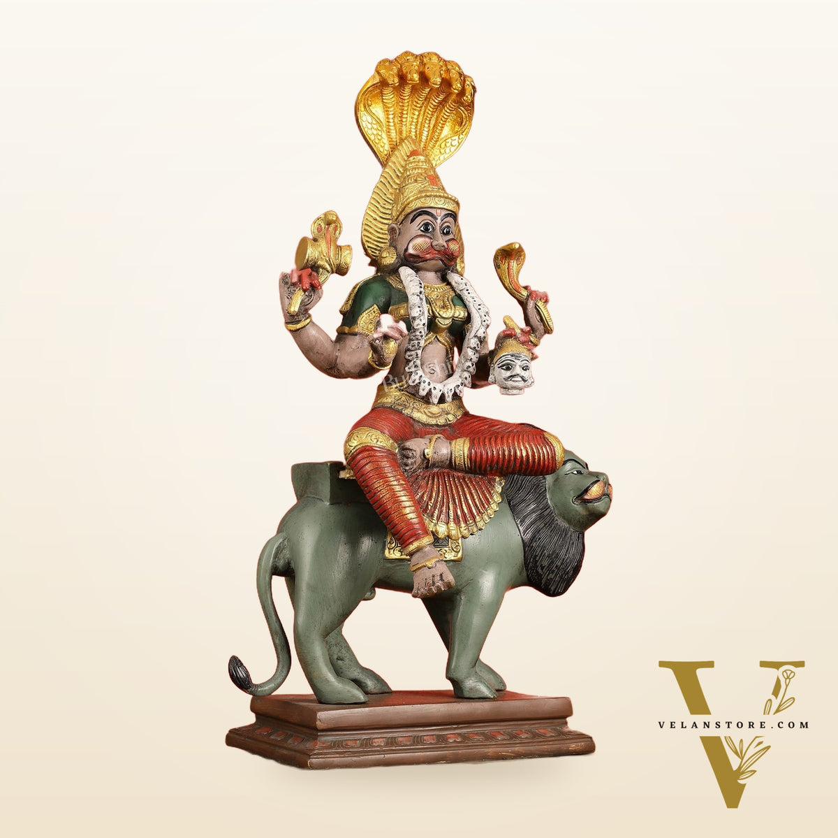 Pure Brass Pratyangira Devi Bhadrakali Statue - 19 Inch